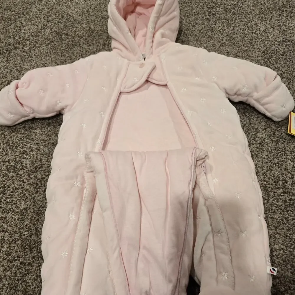 NEW NWT Baby Girl Infant Absorba Pink Fleece Thick Zip Snowsuit | Size 6 Months